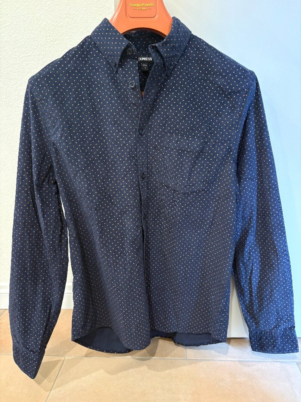 Express Men’s Corduroy Long Sleeve Dot Shirt NWT Medium